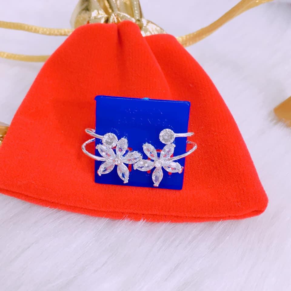BÔNG TAI KẸP HOA 5 CÁNH BẠC TA -
