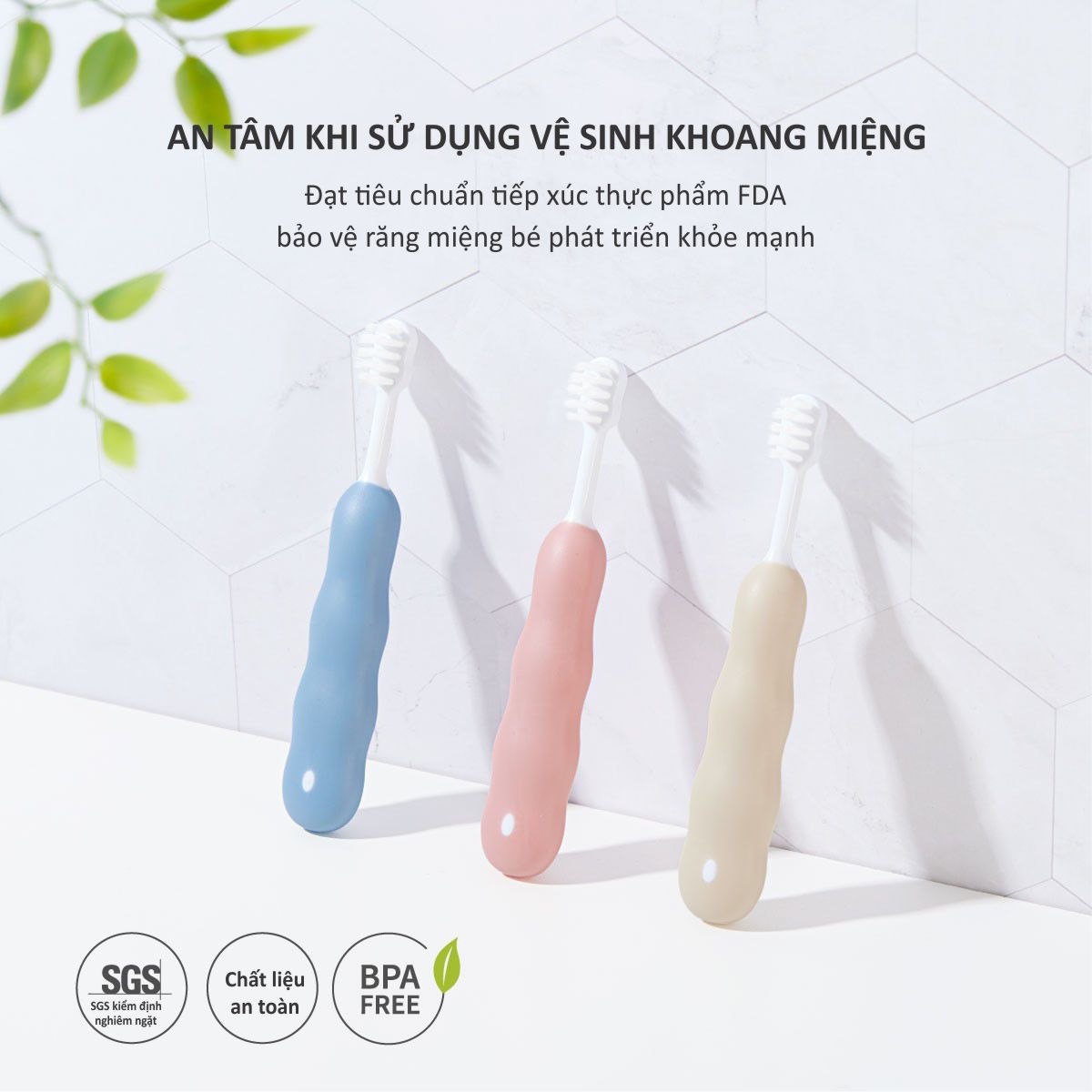 Set 3 bàn chải đánh răng lông mềm cho bé từ 1-3 tuổi KUKU KU1164