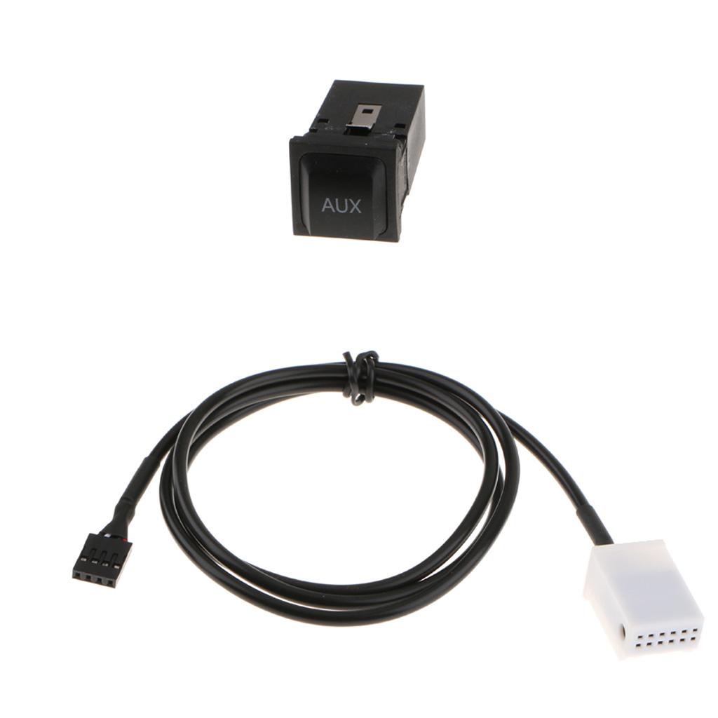 AUX Audio Cable + Switch Socket Black