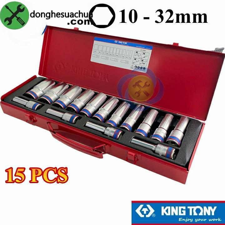 Bộ tuýp 1/2 Kingtony 4315MR 15 chi tiết (10-32mm) loại dài màu trắng