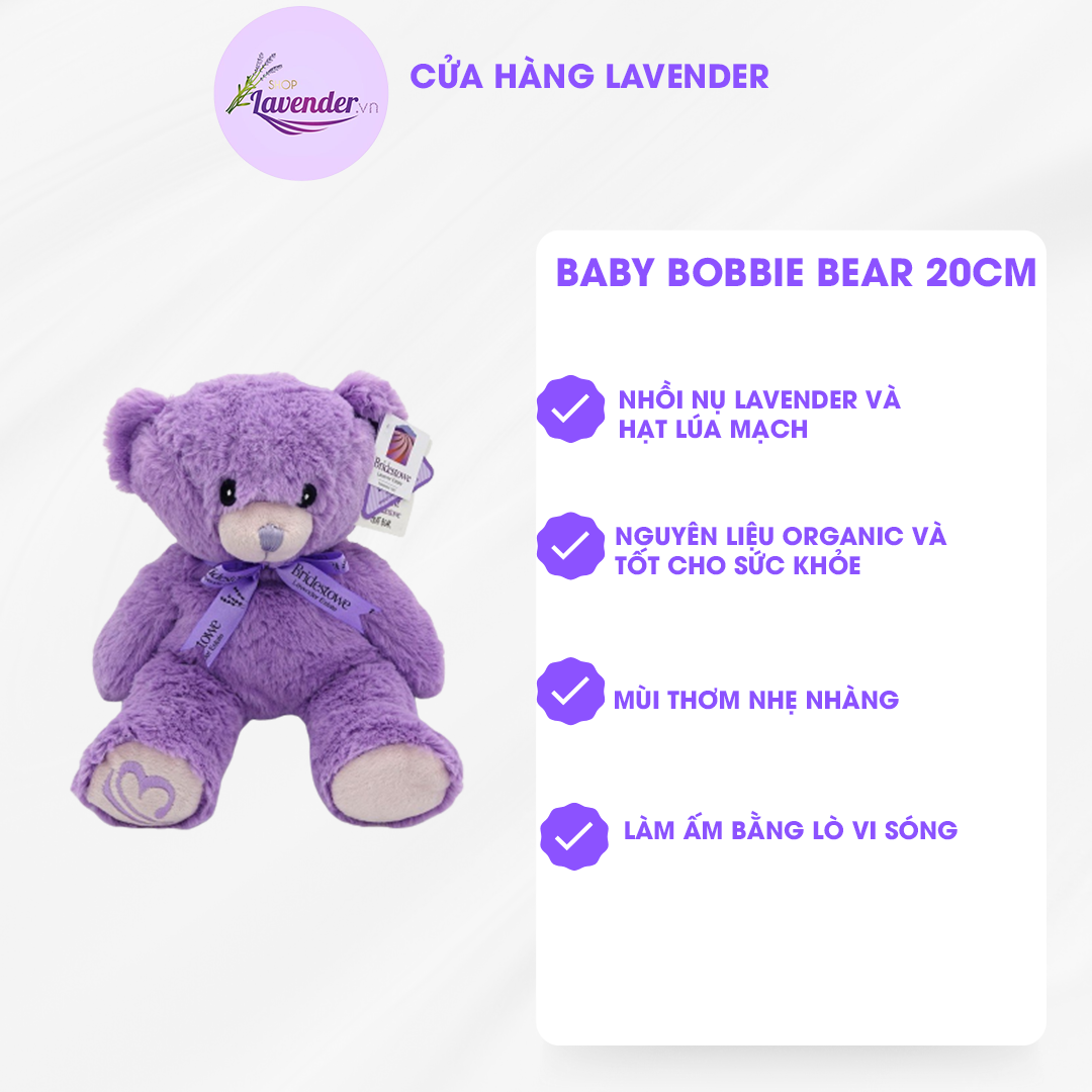 Gấu bông Úc nhồi nụ hoa oải hương Lavender và hạt lúa mạch Baby Bobbie Bear Bridestowe hương thơm dịu nhẹ, làm ấm bằng lò vi sóng