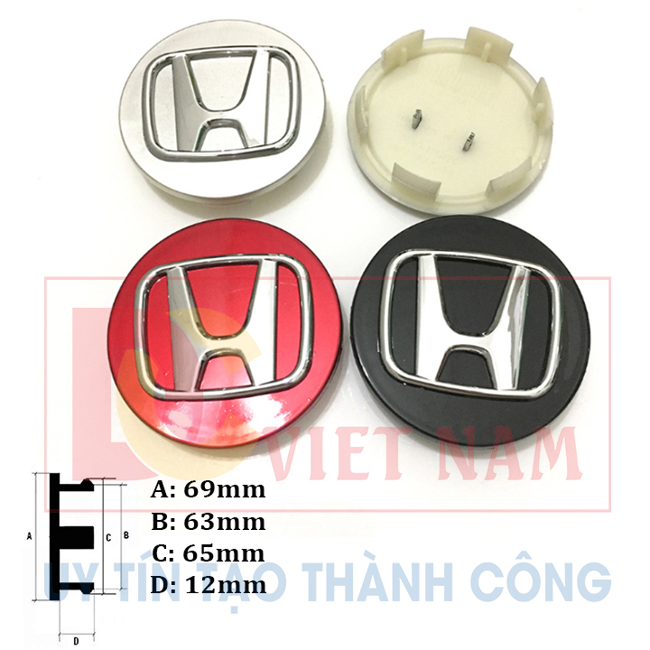 Logo chụp mâm bánh xe ô tô Honda đường kính 69mm HD69