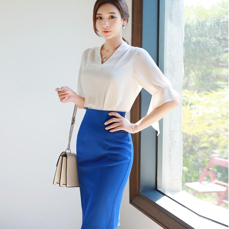 Áo Sơ Mi Cổ V Tay Xòe Nơ Cách Điệu - QA0140