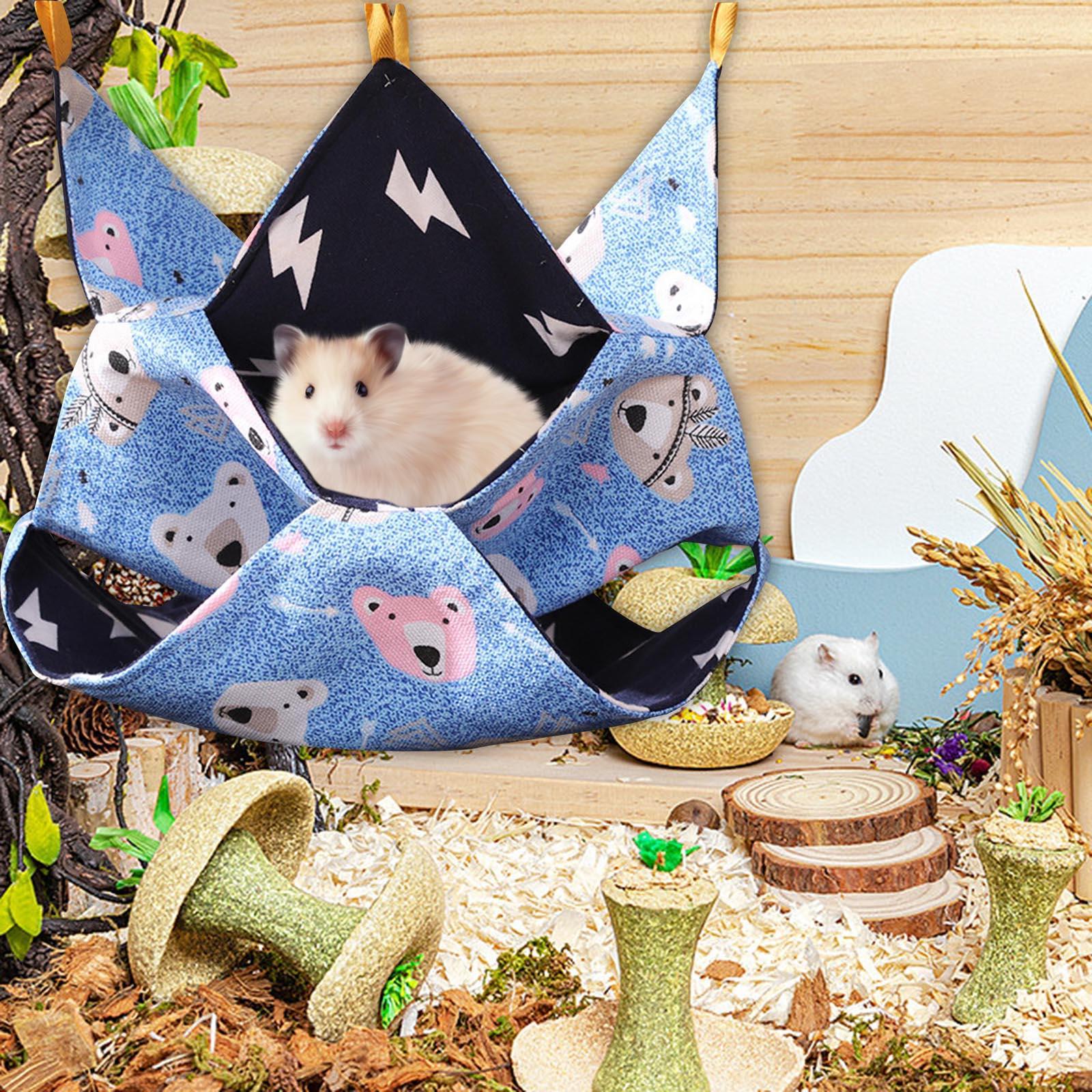 Rat Hanging Bed Summer Hamster Hammock Accessories Multifunctional Cage Toy Cartoon Pattern for Guinea Pig, Chinchillas, Mice, Rats