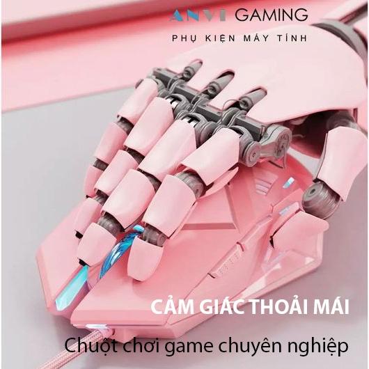 Chuột gaming có dây Inphic PW5P màu hồng/đen Hỗ trợ điều chỉnh DPI 4 tốc độ - Hàng nhập khẩu