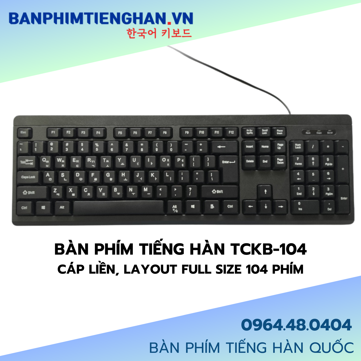 Bàn phím tiếng Hàn có dây TCKB-104 Computer Keyboard - Hàng nhập khẩu