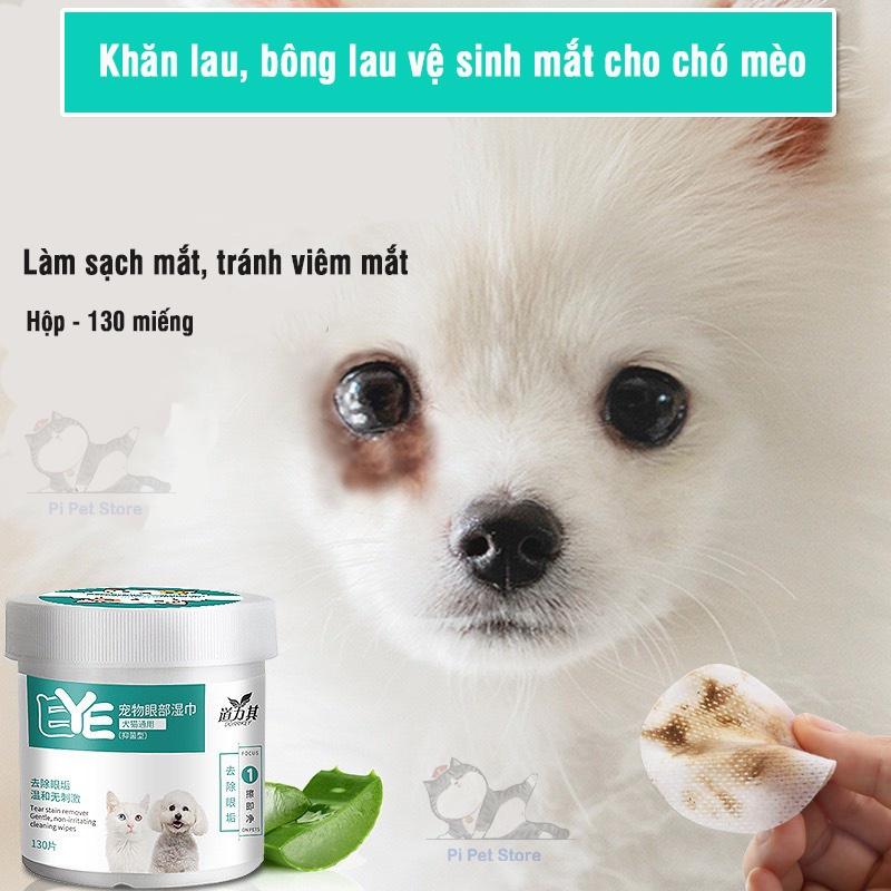 Miếng lau mắt cho chó mèo, vệ sinh mắt cho chó - Hộp 130 miếng tiện dụng