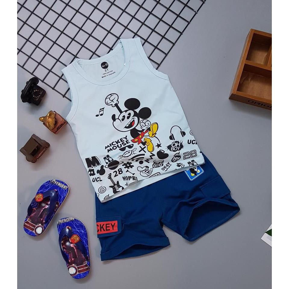 SÉT BỘ THUN BA LỖ CHUỘT MICKEY BÉ TRAI