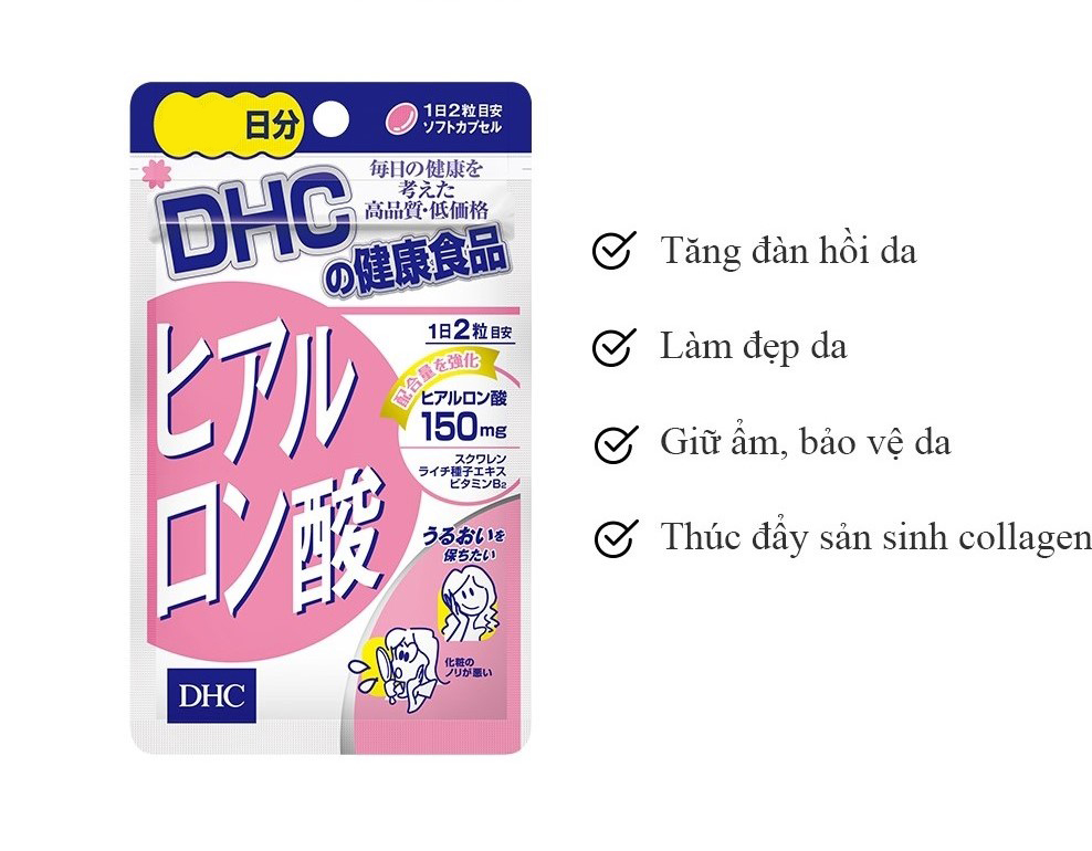 Viên uống cấp nước, giữ ẩm DHC hyaluronic acid 30 ngày TẶNG tẩy trang SVR (Nhập khẩu)