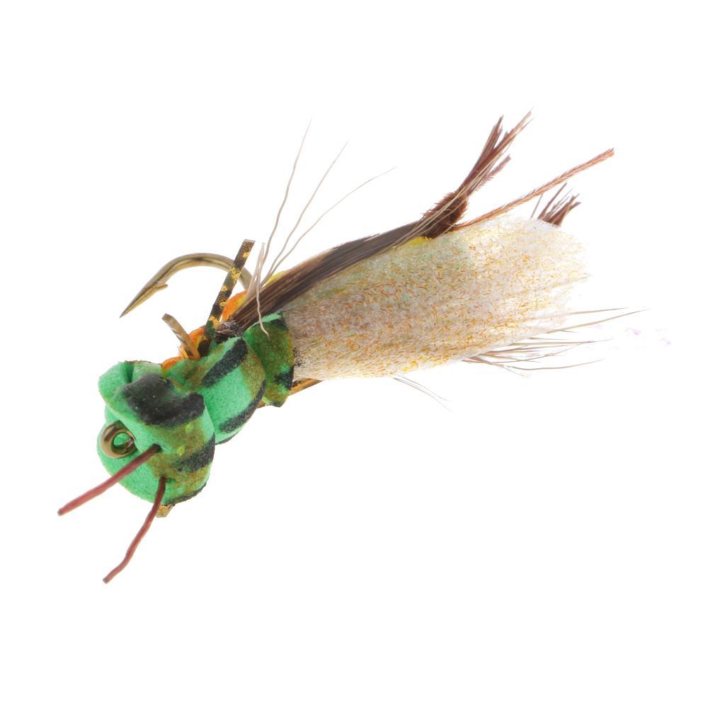 2pcs Grasshopper Handmade Fly Fishing Lures Floating Fly Fishing Flies