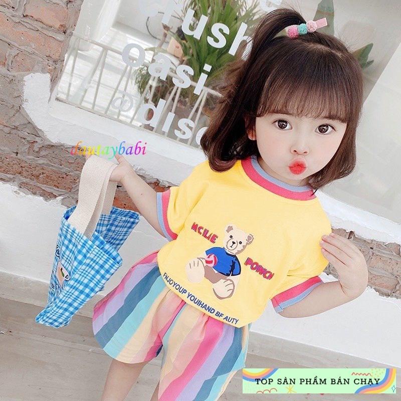 Đồ Bộ cotton bé gái ngắn tay mùa hè họa tiết hoạt hình dễ thương cho bé 10-50kg BBG42