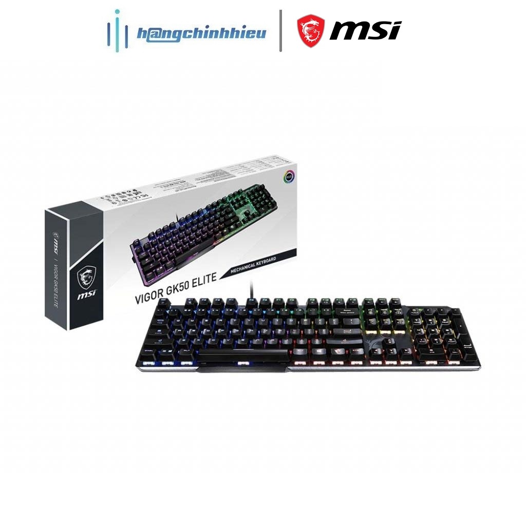 Bàn phím cơ gaming MSI Vigor GK50 Elite BW US Màu đen (Box white switches) Hàng chính hãng