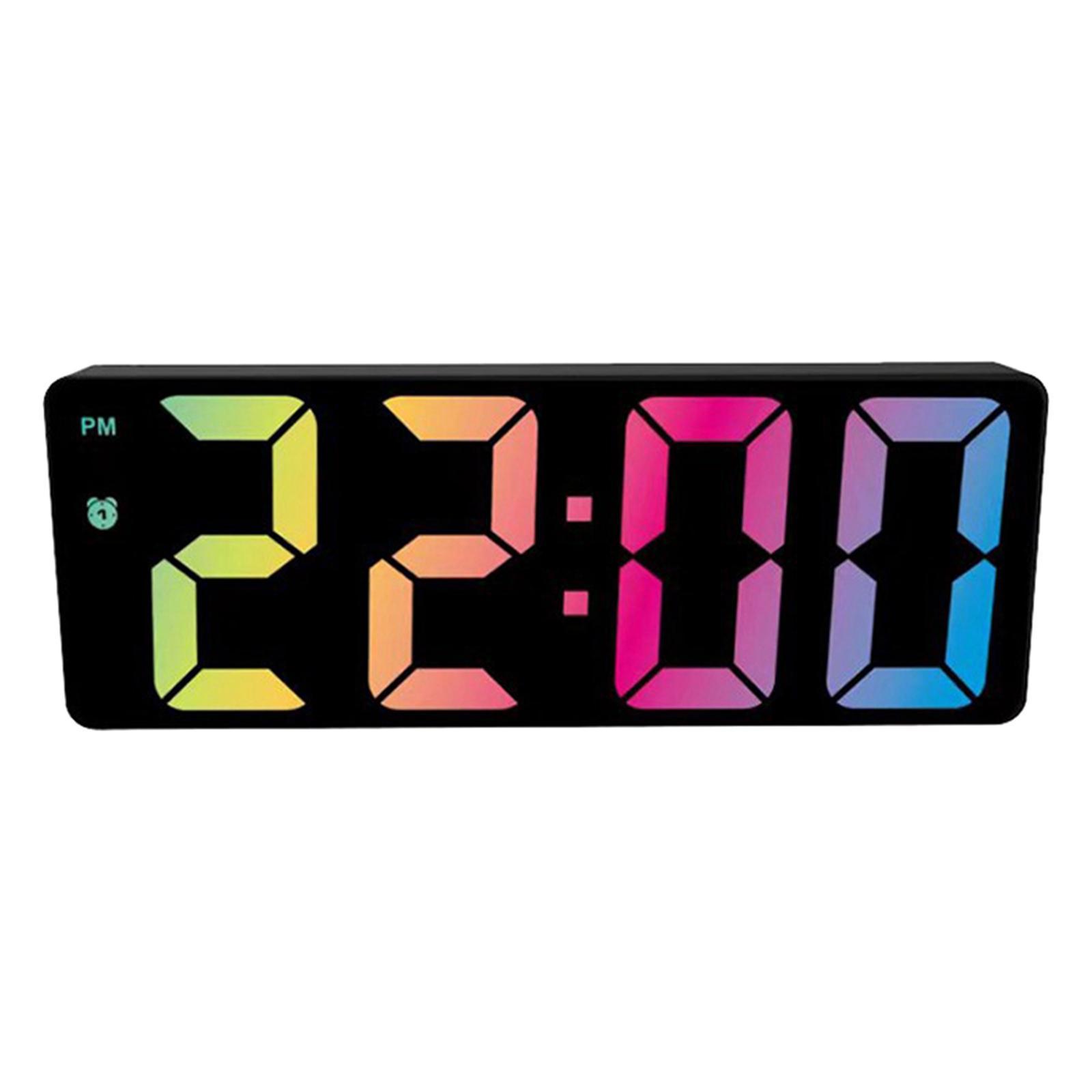 Digital Colorful Clock Large Number with Snooze Dimmer Battery Operated Plug