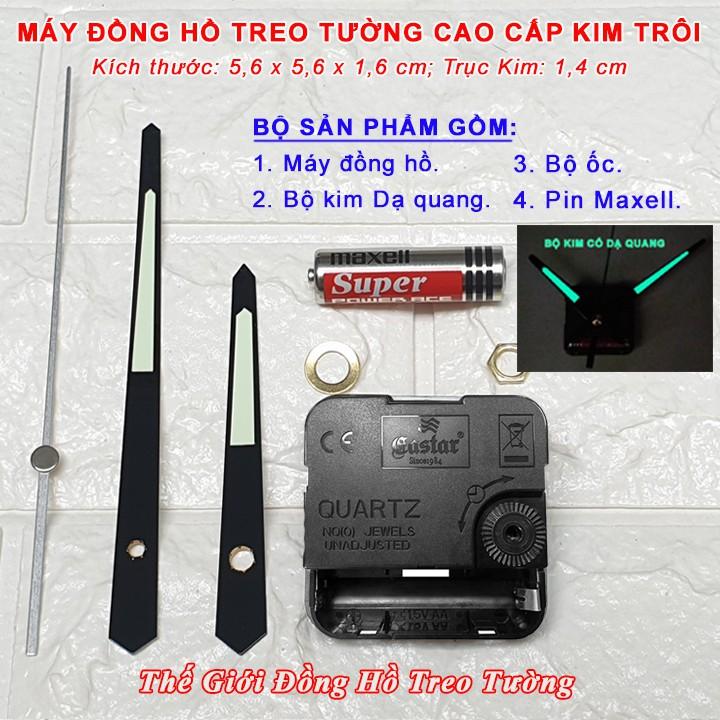 Máy Đồng Hồ Treo Tường KIM TRÔI Cao Cấp EASTAR Màu ĐEN Có DẠ QUANG