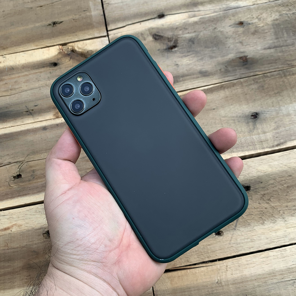 Ốp lưng chống sốc dành cho iPhone 11 Pro Max nút màu cam - Màu xanh đậm