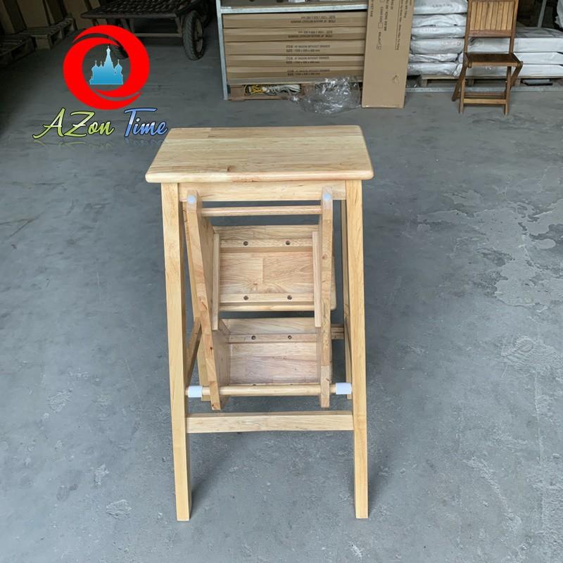 Ghế Đa Năng 3 Bậc Xếp Gọn, Ghế Thắp Nhanh Gỗ Cao Su Cao 85cm - Azonshop