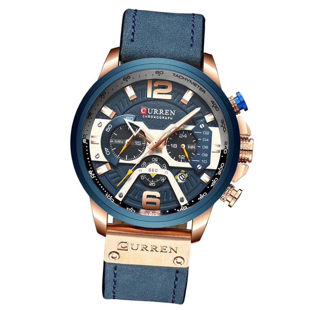 Mens  Watch Leather Chronograph Wristwatch