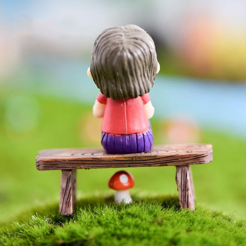 Tiểu cảnh mini ️ Mô hình ghế công viên trang trí tiểu cảnh, sen đá, bể terrarium