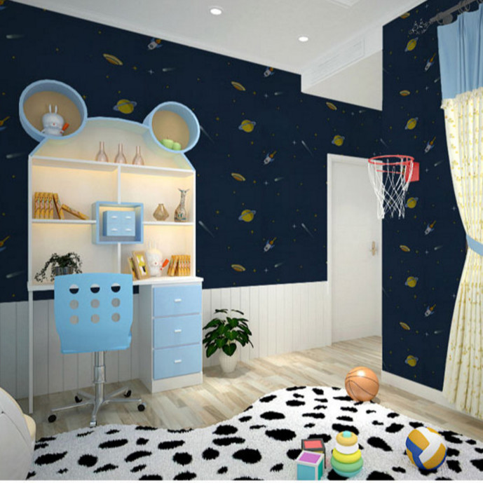 Cuộn 5m Decal Giấy Dán Tường Vũ trụ xanh