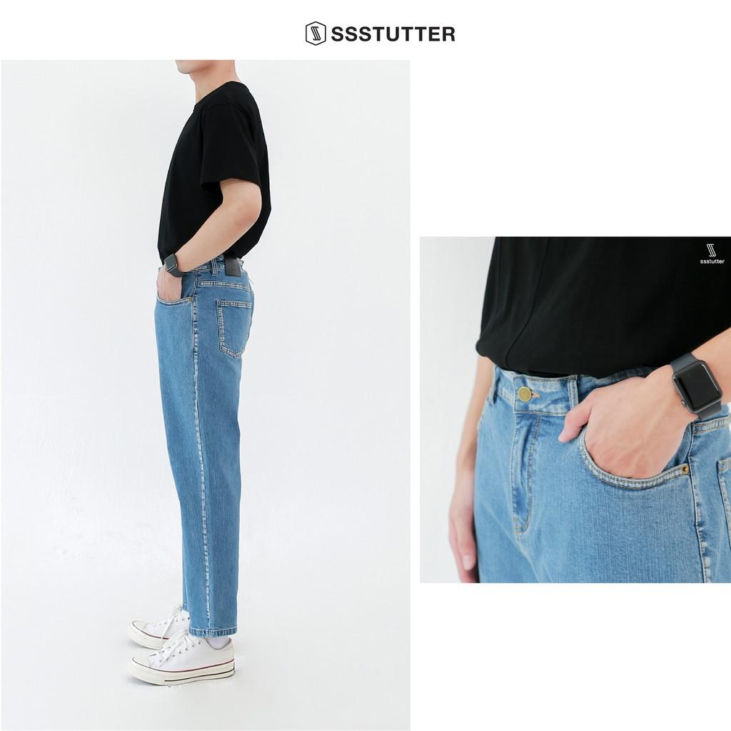 Quần jeans nam dáng suông SSSTUTTER chất liệu cao cấp 2 màu cơ bản old skool jeans