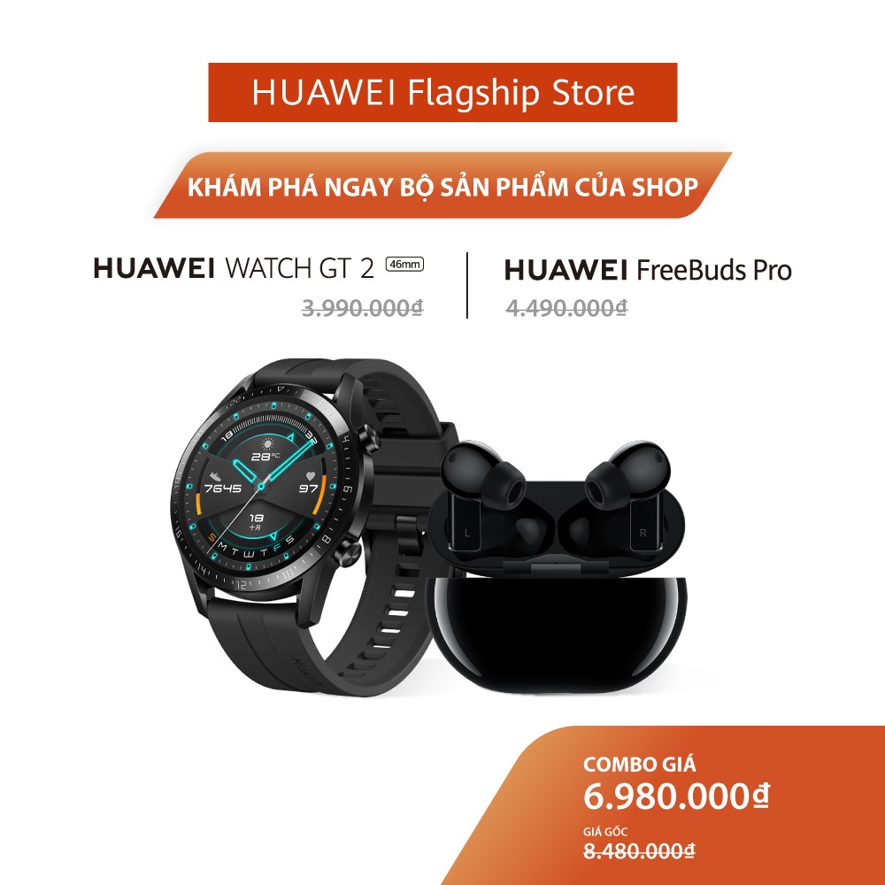 Bộ Sản Phẩm Huawei (Đồng Hồ Thông Minh HUAWEI Watch GT2 + Tai Nghe Không Dây HUAWEI Freebuds Pro) | Hàng Chính Hãng