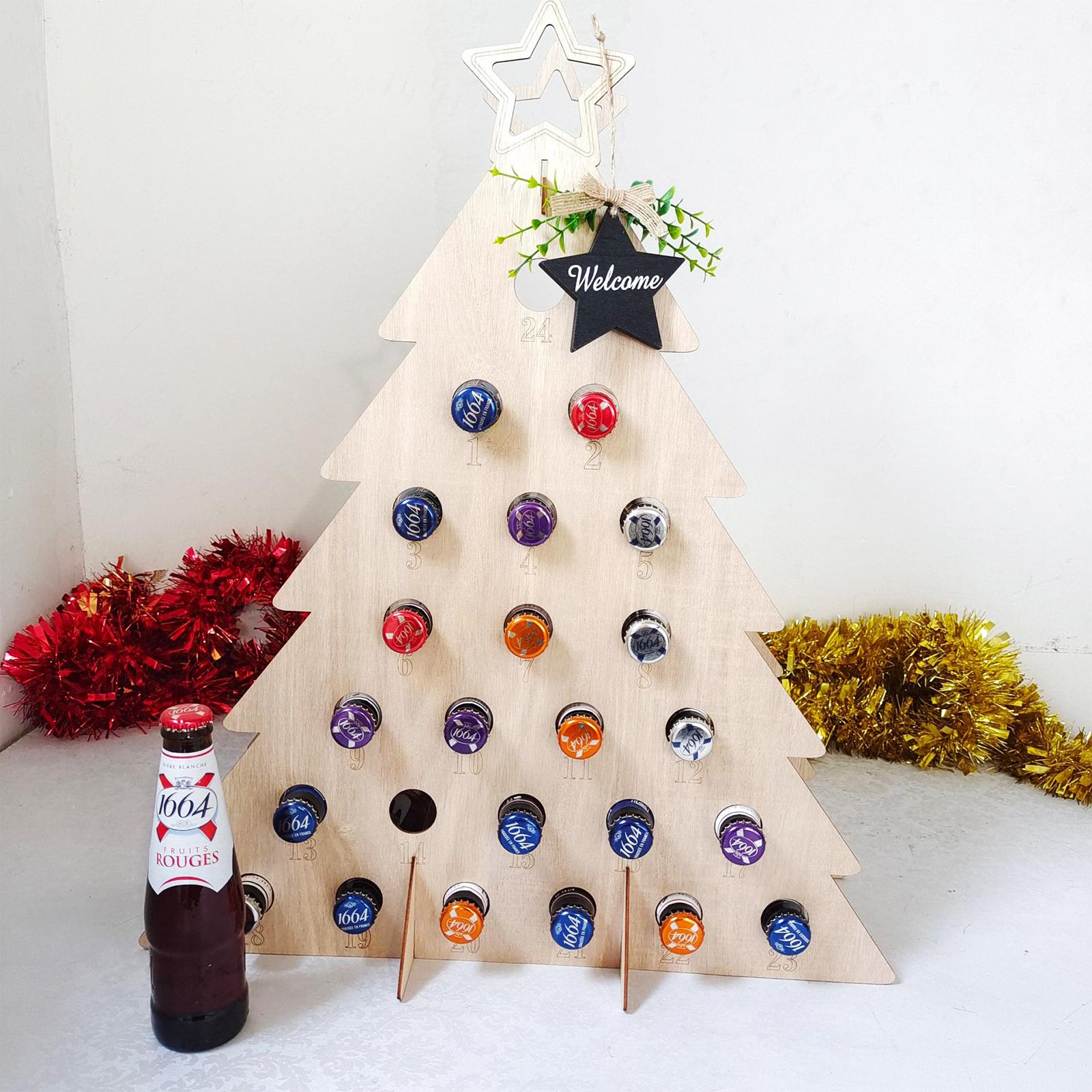 Wooden Wine Rack for 24 Bottles of Mini Wine/Beverages Christmas Tree Wine Rack Festival Decoration