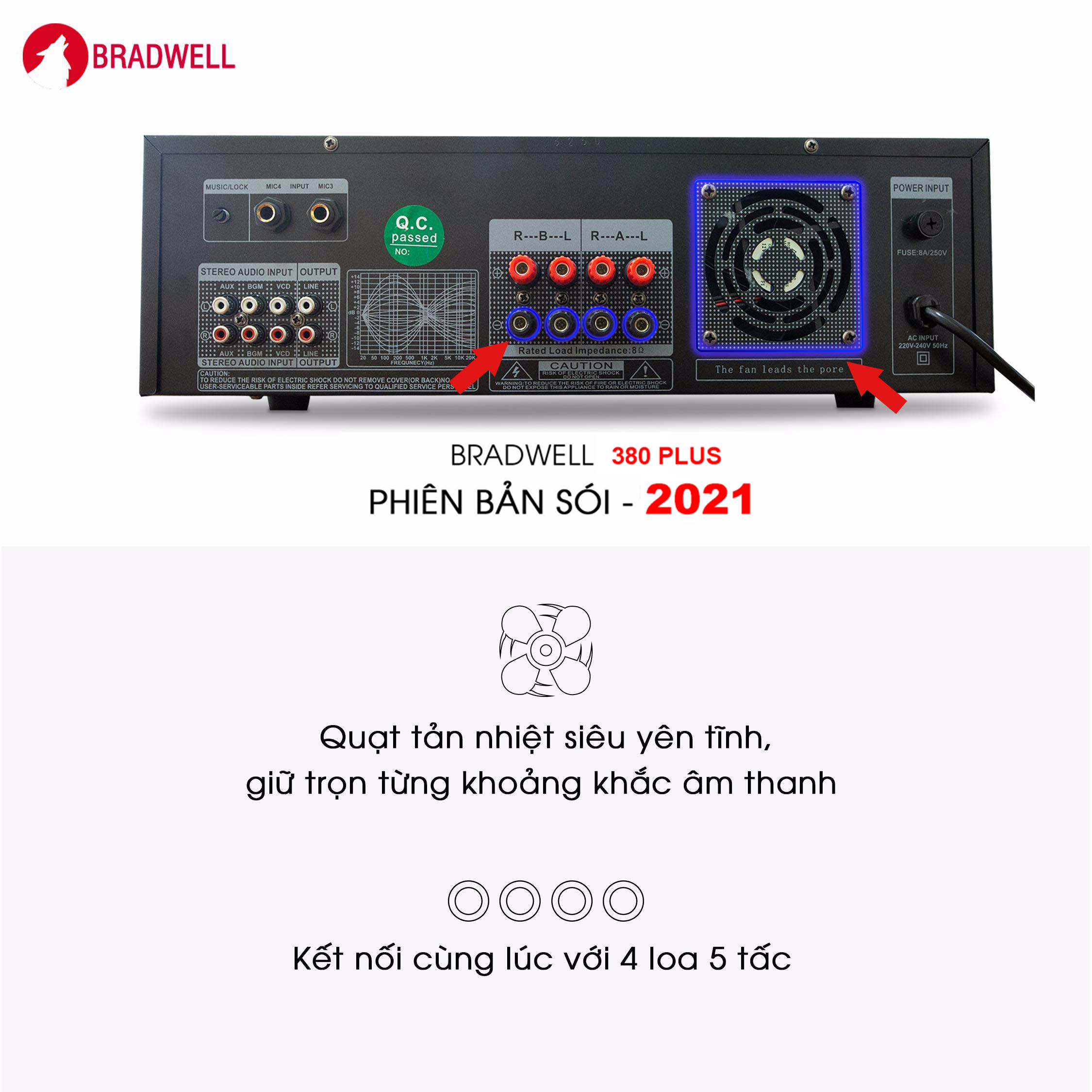 Amply karaoke Bradwell BR380 PLUS Hàng Chính Hãng