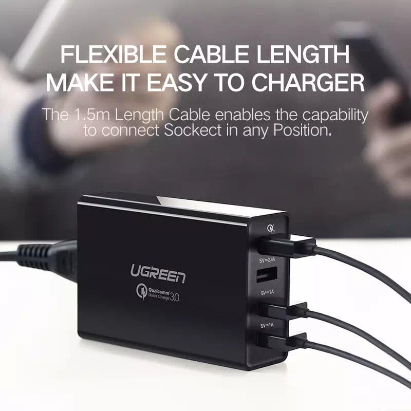 Ugreen UG30598CD102TK 1.5 Màu Đen Sạc nhanh chuẩn 3.0 Quick Charge 4 cổng usb qc3.0 - HÀNG CHÍNH HÃNG