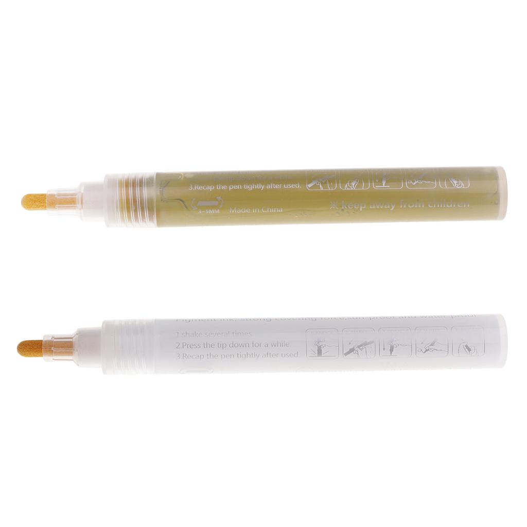 Chiwanji Vàng Trắng Vĩnh Viễn Sơn Acrylic Dấu Bút F Kính Kim Loại, Gỗ, Vải