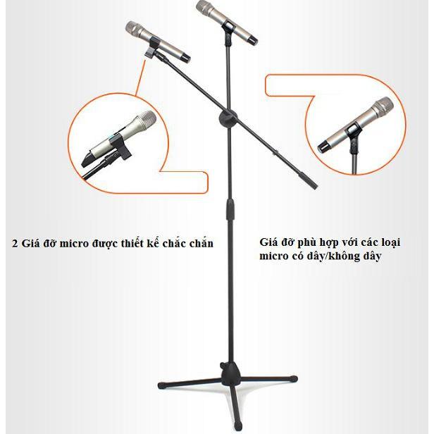 Chân đế kẹp micro BOM MIC STAND, giá đỡ mic đứng phòng thu, sân khấu chuyển nghiệp