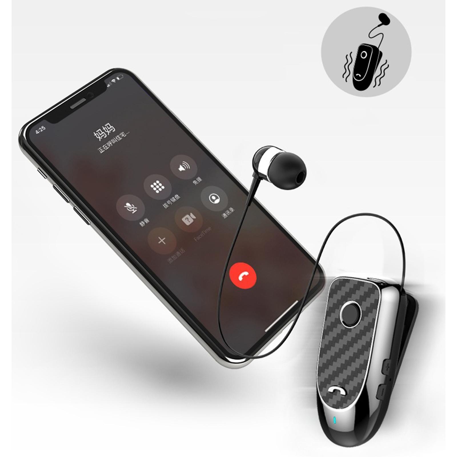 Bluetooth 5.0 Headset Clip-on Stereo Retractable Earbud for Business Driver Workout