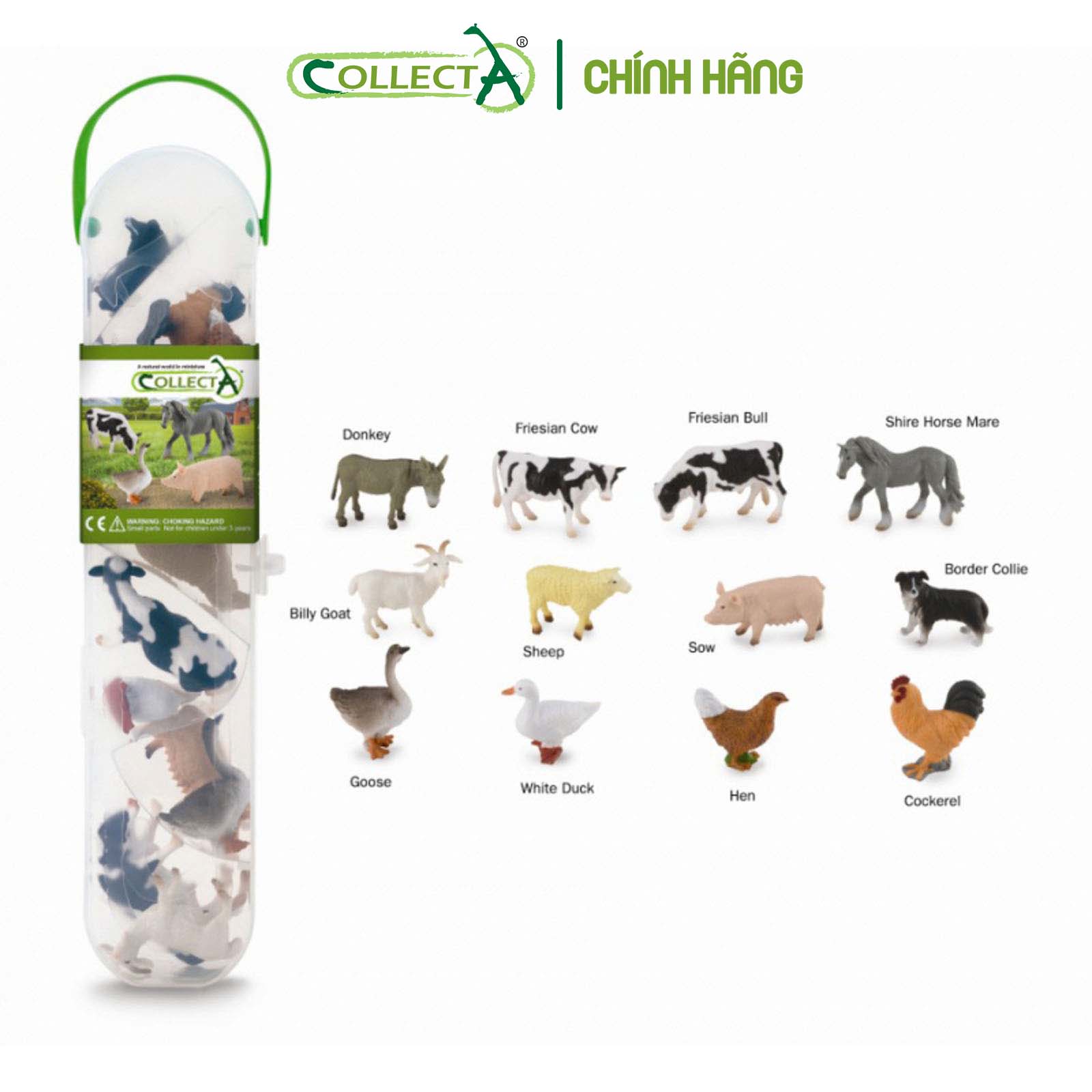 Bộ hình thu nhỏ: Động Vật Nông Trại - CollectA Box of Mini Farm Animals, hiệu: CollectA, mã HS 9655010[A1110] -  Chất liệu an toàn cho trẻ - Hàng chính hãng