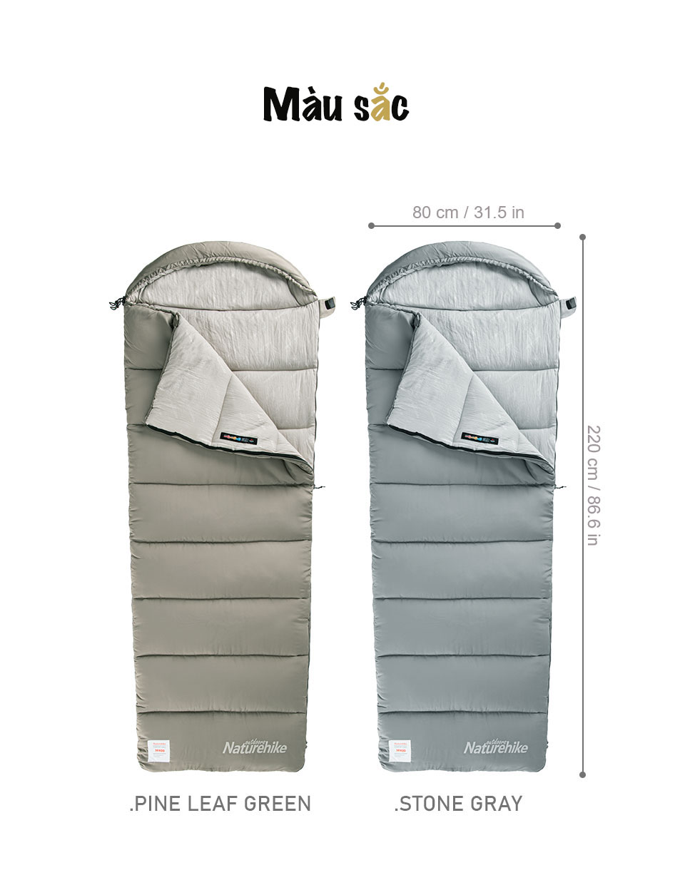 Túi ngủ cắm trại kèm mũ chính hãng Naturehike, chống thấm nước NH20MSD02 6°C