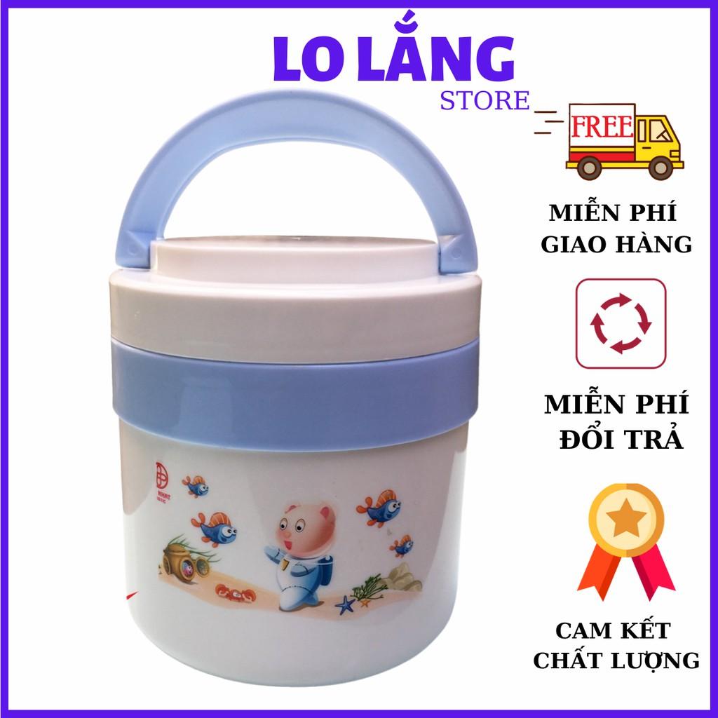 Hộp đựng cơm giữ nhiệt 2 ngăn ruột inox dung tích 1300ml nắp đậy kín và có quai xách