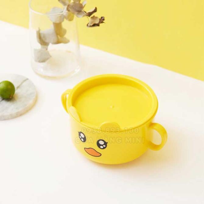 Bộ Khay Ăn Dặm Hình Con Vịt Vàng Cho Bé Đủ Phụ Kiện Khay, Muỗng, Nĩa, Ly, Chén