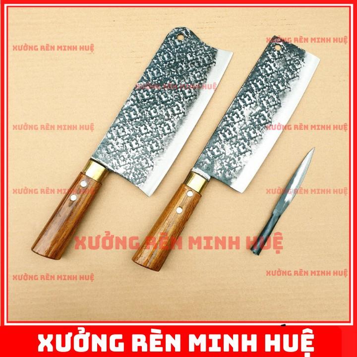Bộ dao bếp 4 món làm bằng nhíp oto chuẩn hàng rèn thủ công cao cấp