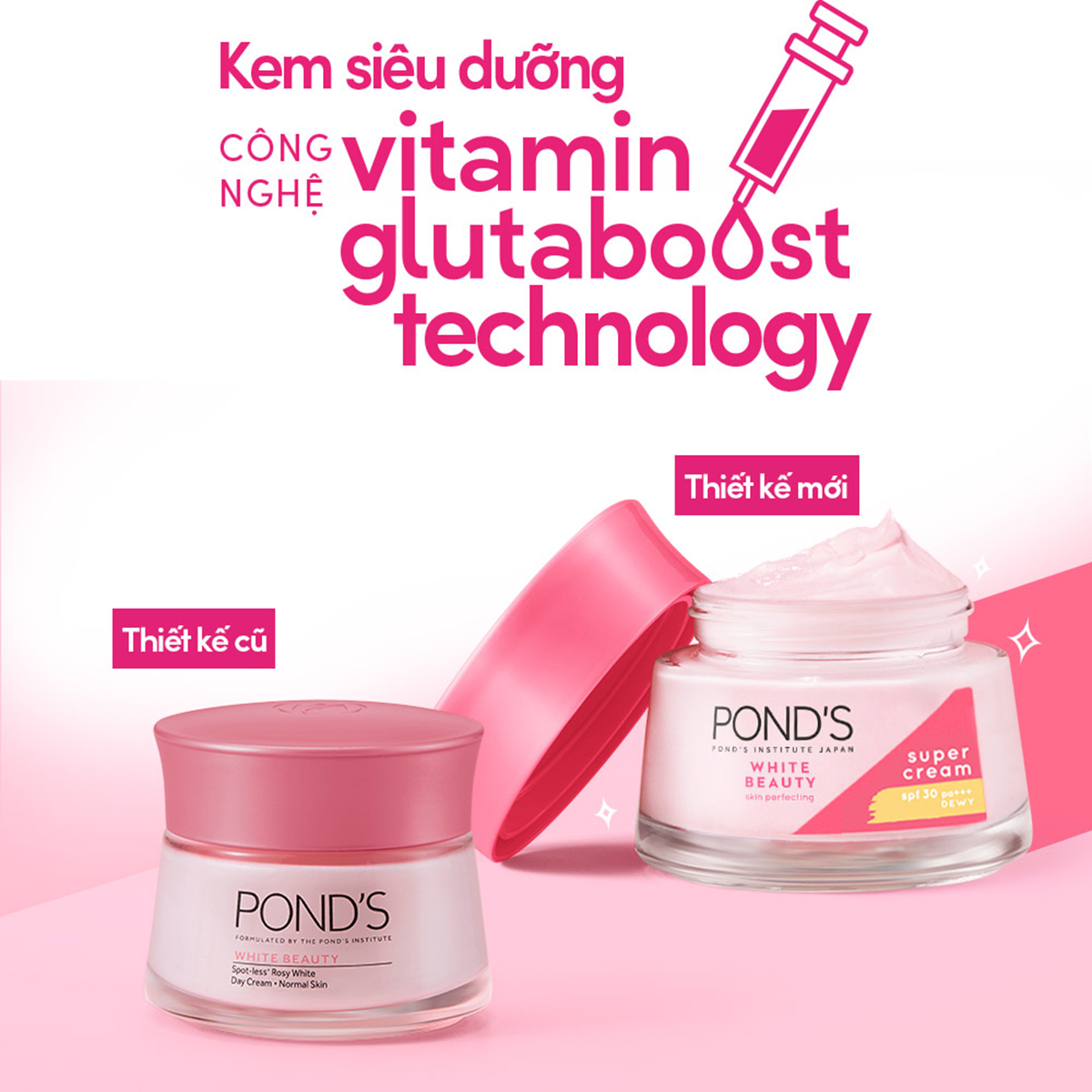 Combo Serum Dưỡng Sáng Mờ Thâm 3D Glow và Kem Dưỡng Ẩm Ngày Đêm Pond's Bright Beauty 30G & 45G x2