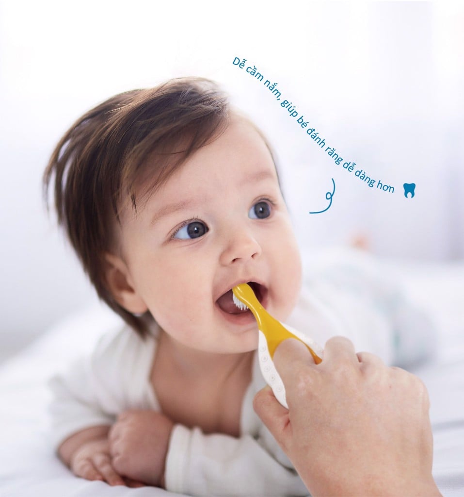 Bàn chải đánh răng cho bé từ 0 đến 3 tuổi, bàn chải siêu mảnh 3 trong 1 KUKU KU1138