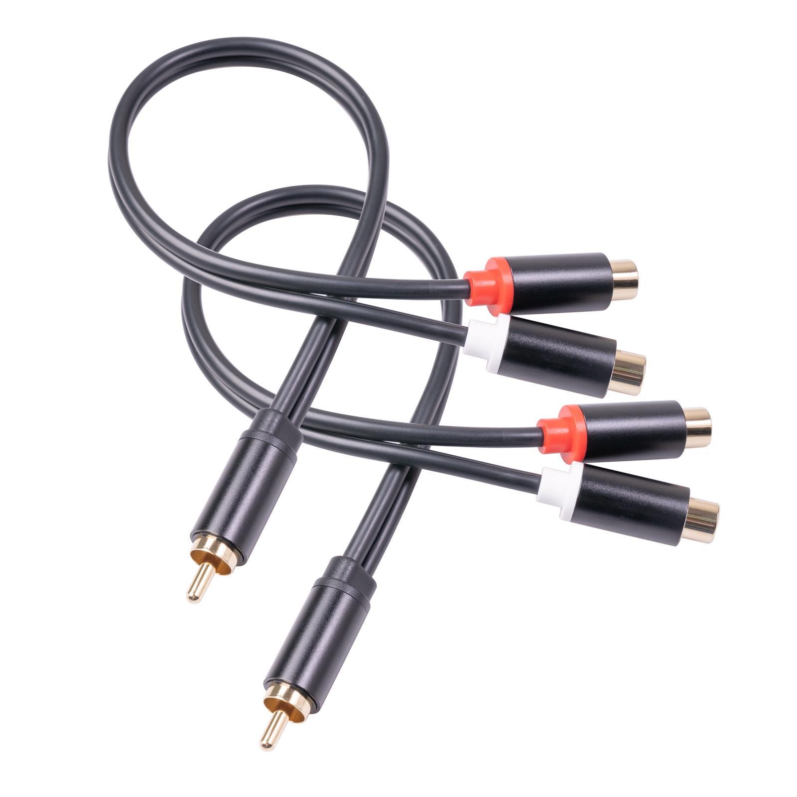 RCA to Dual RCA Cable 11.8in Female to Male Audio Converter Cord Solid for Amplifier