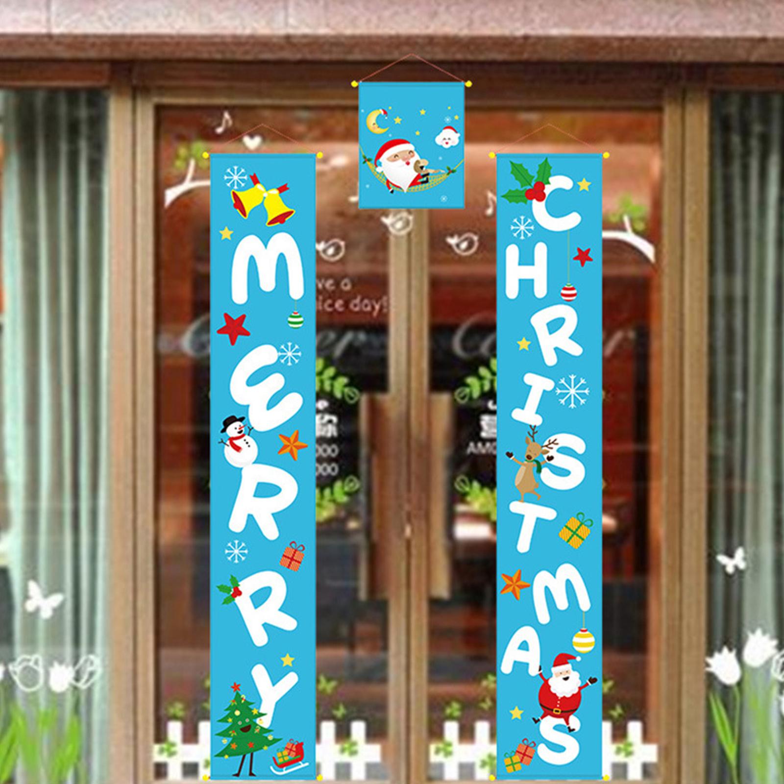 3PCS Christmas Porch Sign Merry Christmas Hanging Banner Welcome Christmas Front Door Banner Xmas Hanging Sign Decor