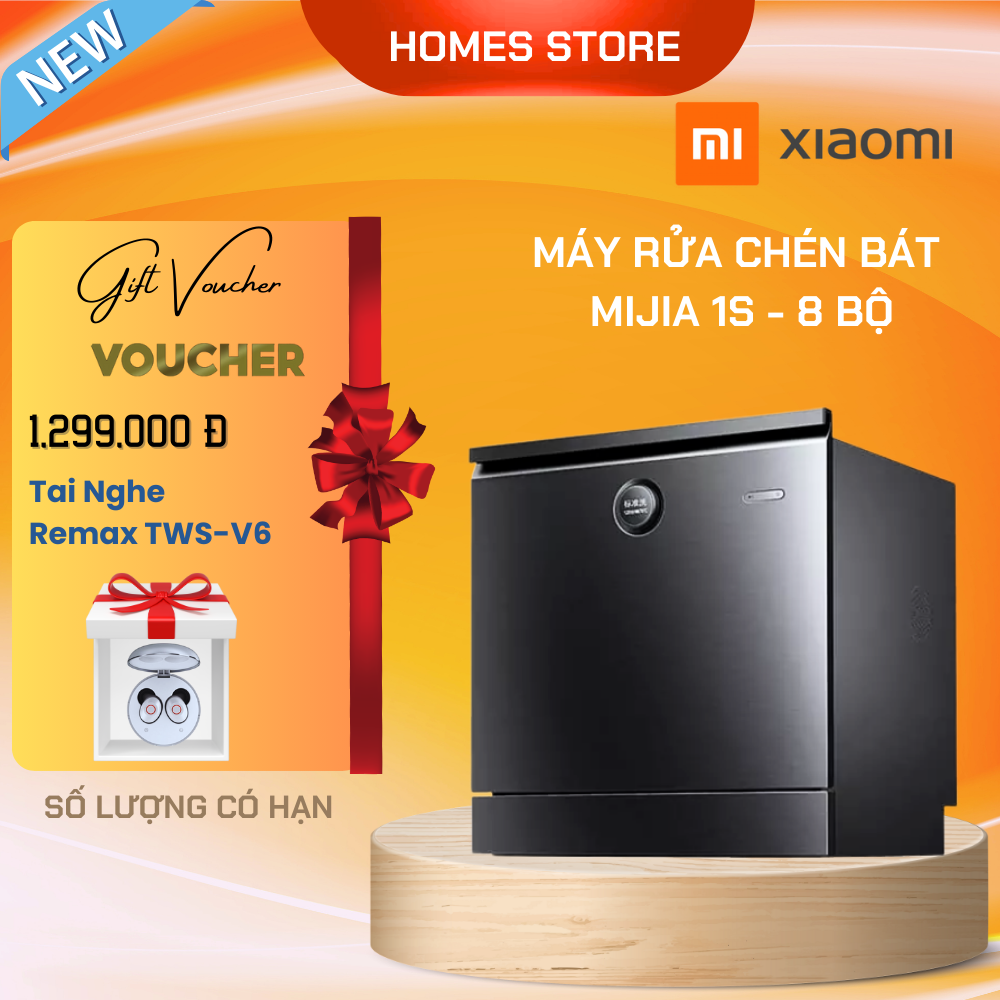 Máy Rửa Bát Xiaomi Mijia 8 Bộ – Khử Trùng 99,9%, Tiêu Thụ Nước Ít Hơn 85% Rửa Tay, Kết Nối App Thông Minh - Hàng Nhập Khẩu