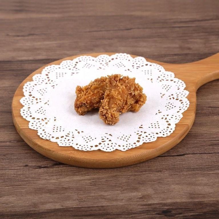 140 Giấy Thấm Dầu Ăn Size lớn 21cm Cao Cấp Họa Tiết Ren Sang Trọng Hình Tròn Lót Bánh - Đồ Ăn - Thấm Hút Tốt