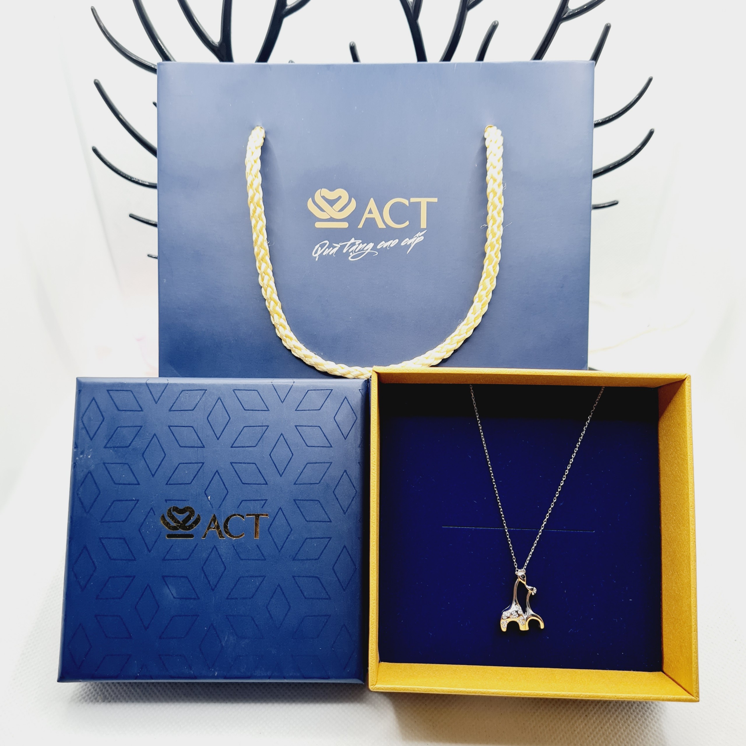 Dây chuyền mặt mẹ con hươu chất liệu bạc 925 thời trang phụ kiện trang sức nữ sang trọng