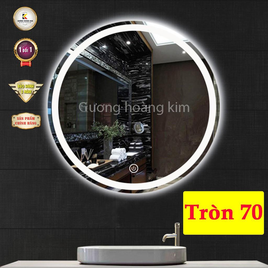 Gương tròn đèn led trang điểm treo tường cảm ứng thông minh kích thước D70- guong mirror