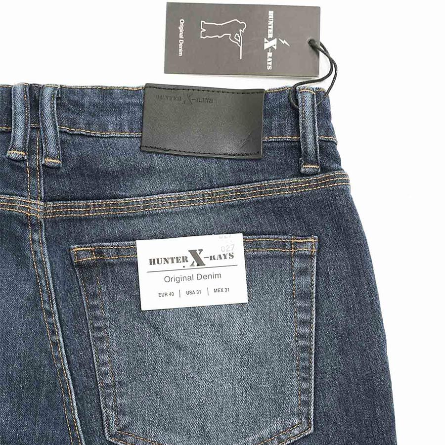 Quần Jeans Nam Cao Cấp HUNTER X-RAYS Form Slimfit Thun Màu Xanh Đậm Phủ Dơ Bụi D27