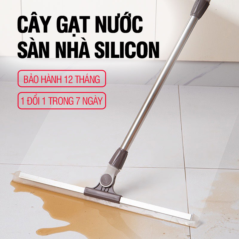 Cây Gạt Nước Sàn Nhà Kitimop - G35 Chổi Gạt Nước Silicon Nhà Tắm, Cán Thép Không Gỉ Tăng Giảm Chiều Dài - Bàn Gạt 50Cm