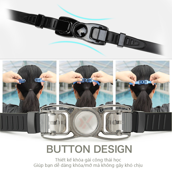 Kính bơi chống sương mờ, chống UV eXtreme KB1201, dây đeo mềm mại, thoải mái, thiết kế không trơn trượt, co giãn, dành cho vận động viên chuyên nghiệp hoặc người thích người đi bơi hằng ngày