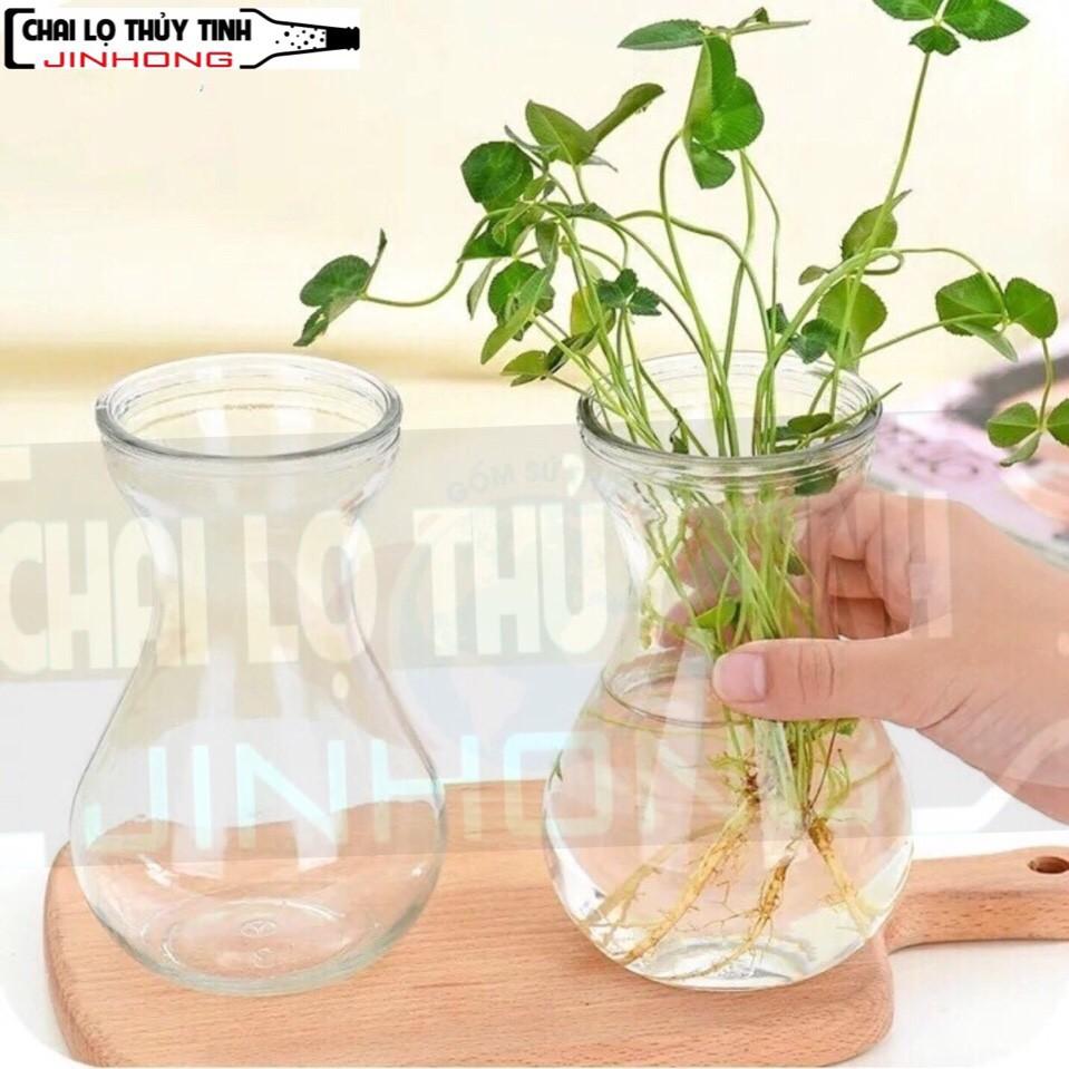 Bình hoa thủy tinh miệng loe trong suốt