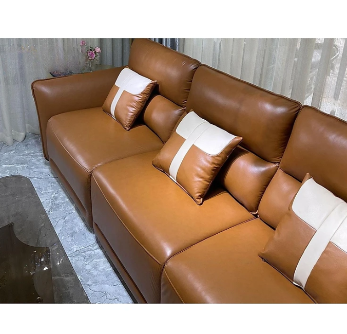 Sofa chỉnh điện 100% da bò Italy Tundo màu nâu SFBDCT02 2m7 hàng cao cấp chuẩn da bò nhập khẩu Ý