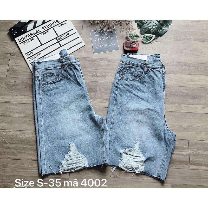 Quần ngố jean nữ rách    Quần ngố jean nữ rách lưng cao size đại từ 40kg đến 80kg bigsize 2Kjean Ms4002